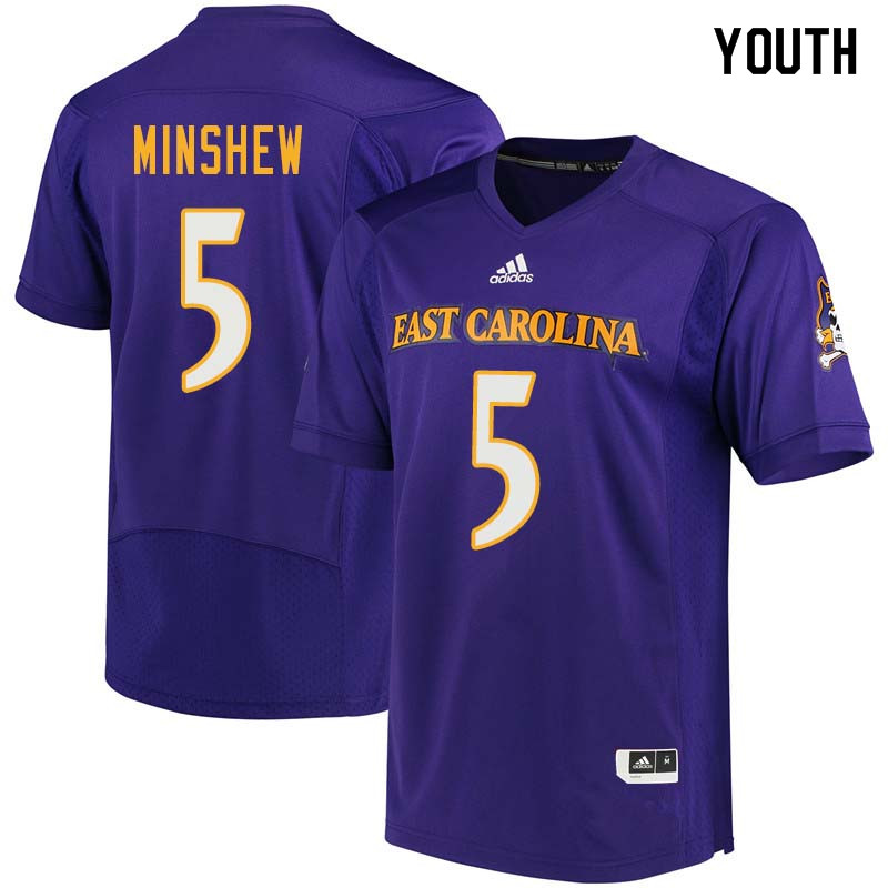 Youth #5 Gardner Minshew East Carolina Pirates College Football Jerseys Sale-Purple